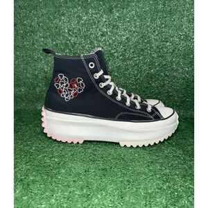 Converse Run Star Hike Womens 11.5 Black Valentines Love Platform Shoes Sneakers